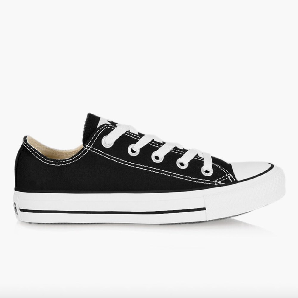 Converse Low Top Canvas Sneakers in Black and White